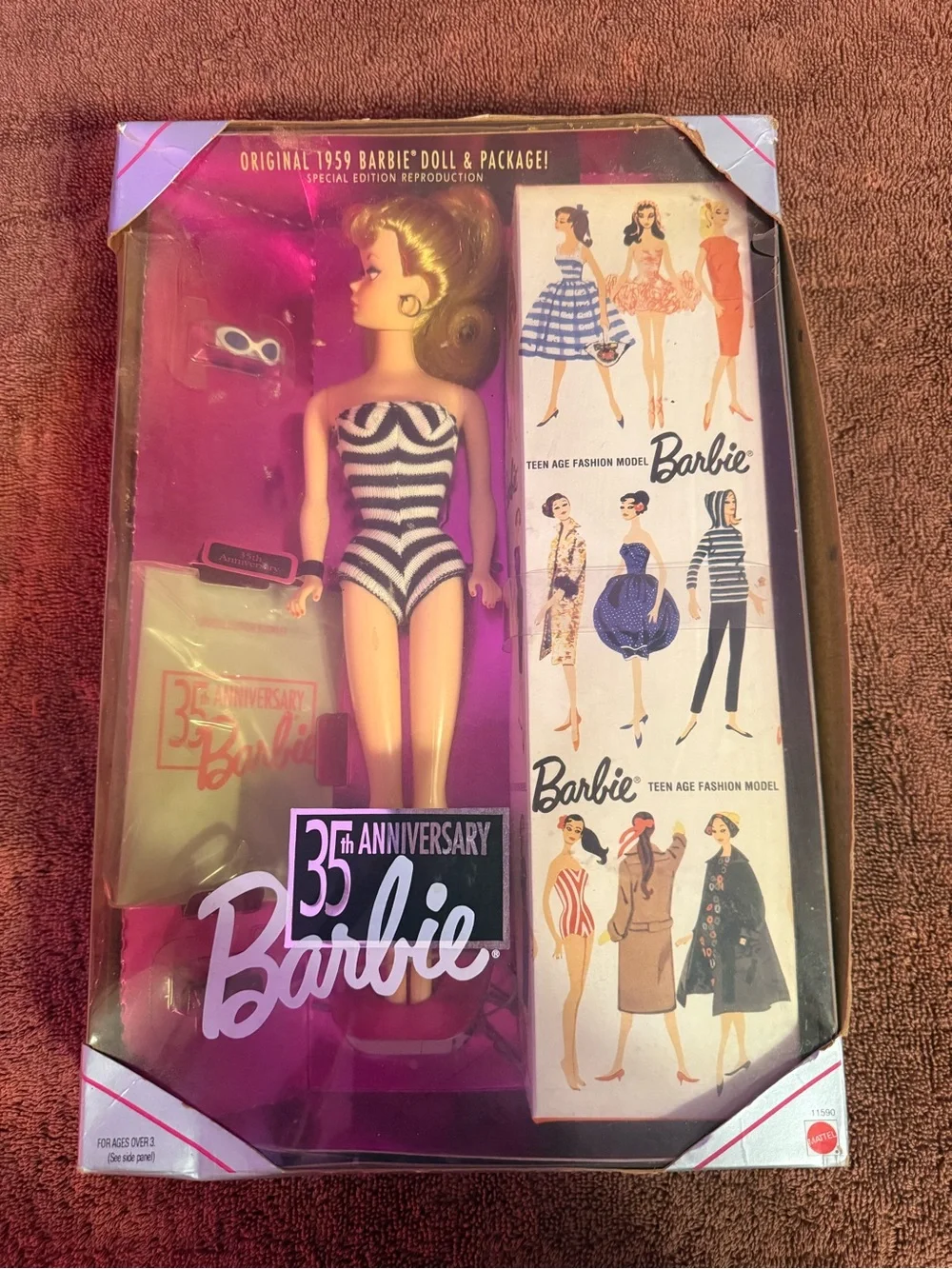 Barbie 35th Anniversary Special Ed. Reproduction Original 1959 Doll 1993 NRFB